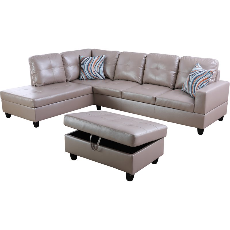 Lifestyle Furniture Lemonda Left-Facing Sectional & Ottoman