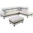 Lifestyle Furniture Biscuits Right-Facing Sectional & Ottoman in White/Black