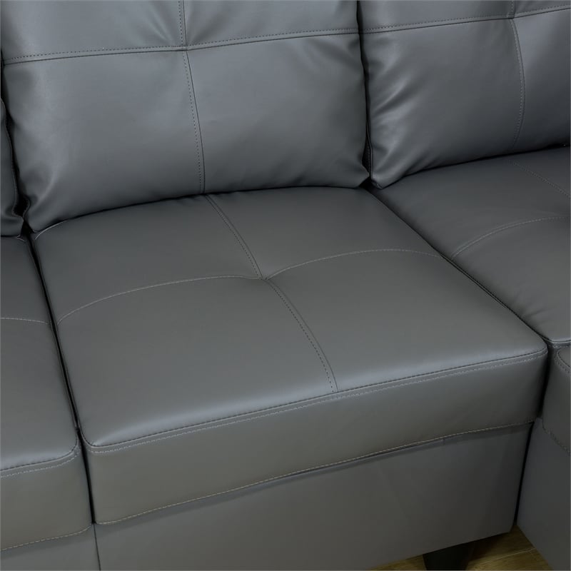 Lifestyle Furniture Biscuits Right-Facing Sectional & Ottoman in Raining Gray