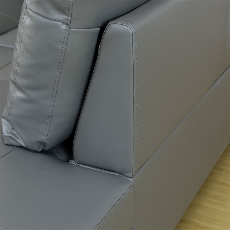 Lifestyle Furniture Biscuits Right-Facing Sectional & Ottoman in Raining Gray