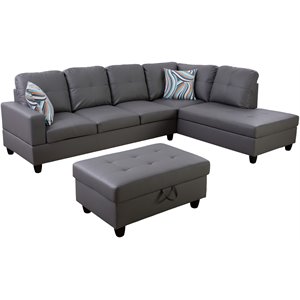 lifestyle furniture biscuits right-facing sectional sofa set