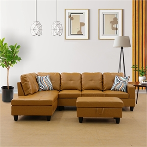 Lifestyle Furniture Lemonda Left-Facing Sectional & Ottoman in Ginger