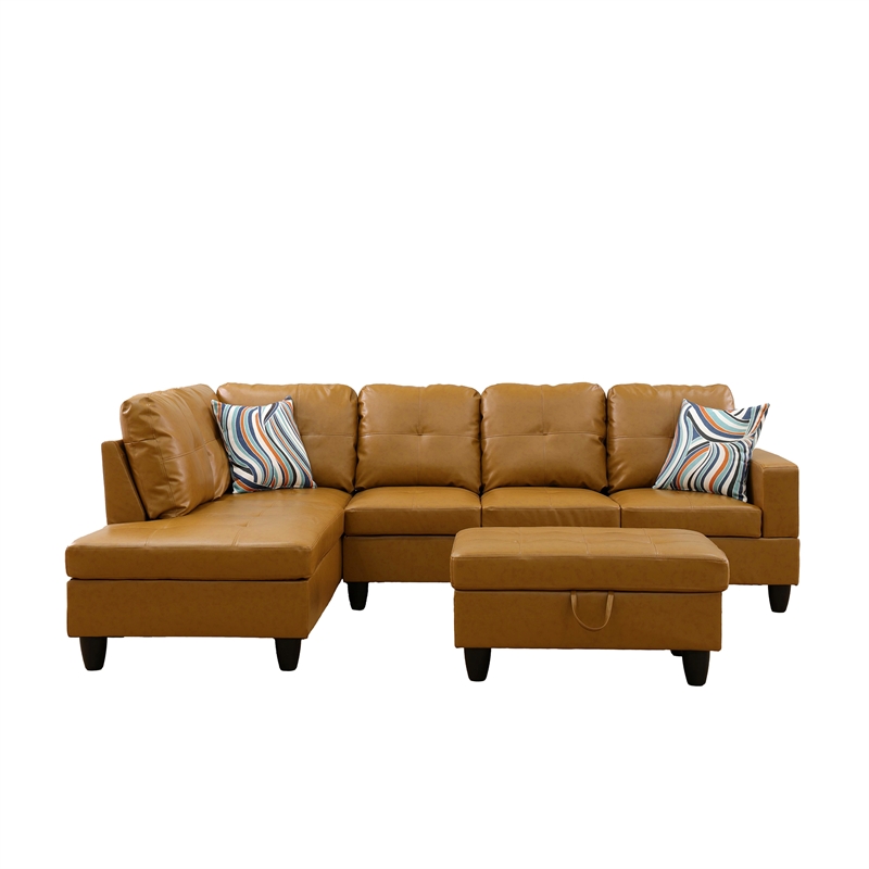 Lifestyle Furniture Lemonda Left-Facing Sectional & Ottoman in Ginger