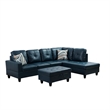 Lifestyle Furniture Biscuits Right-Facing Sectional & Ottoman in Forest Green