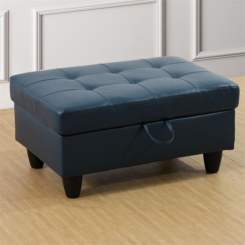 Lifestyle Furniture Biscuits Right-Facing Sectional & Ottoman in Forest Green