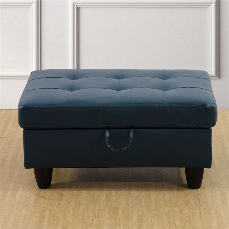 Lifestyle Furniture Biscuits Right-Facing Sectional & Ottoman in Forest Green
