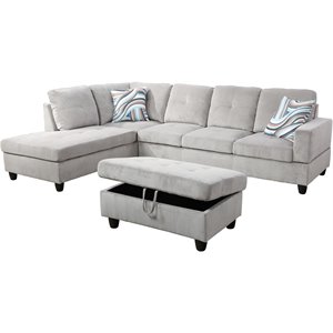 Lifestyle Furniture Lemonda Left-Facing Sectional & Ottoman in Elephant Gray