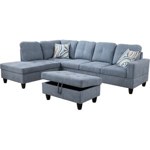 Lifestyle Furniture Lemonda Left-Facing Sectional & Ottoman in Flint