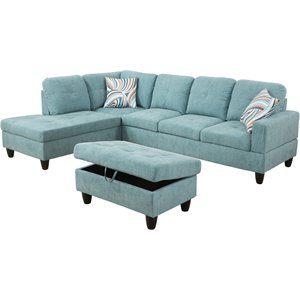 Lifestyle Furniture Lemonda Left-Facing Sectional & Ottoman in Seafoam