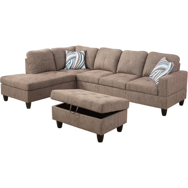 Lifestyle Furniture Lemonda Left-Facing Sectional & Ottoman in Cider