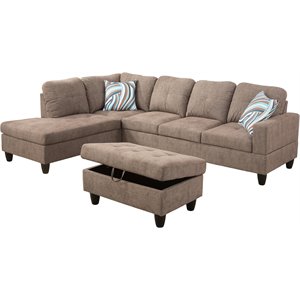 Lifestyle Furniture Lemonda Left-Facing Sectional & Ottoman in Cider