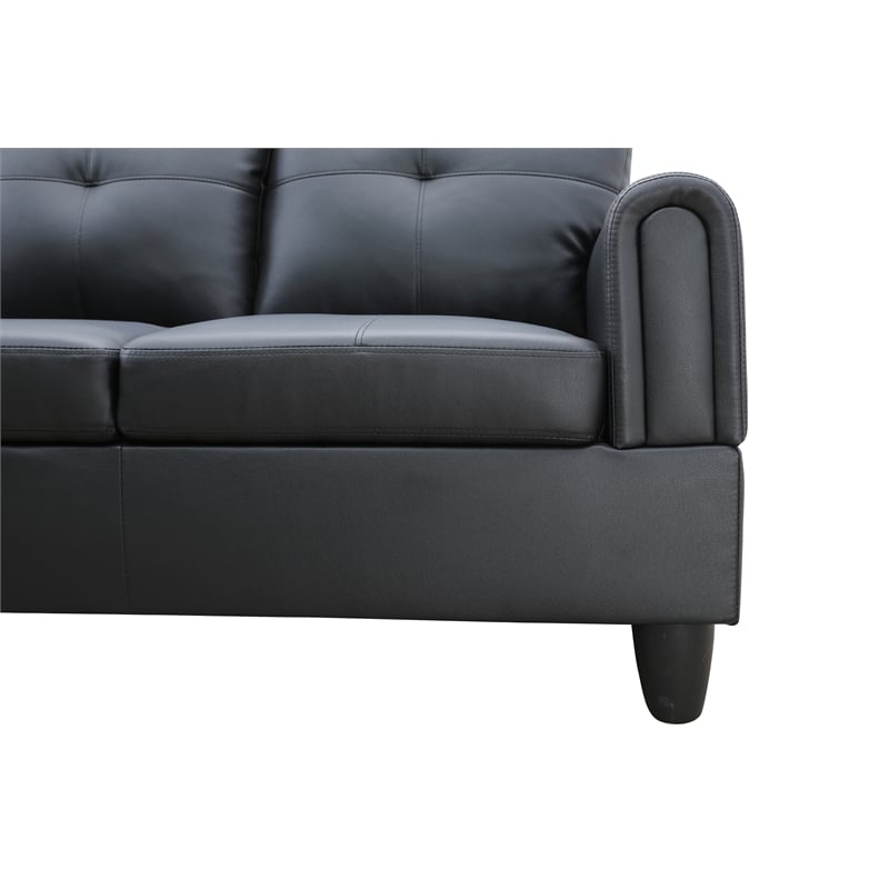 Star Home Living 3PC Faux Leather Sectional w/ottoman (Black)