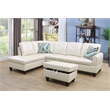 Star Home Living Faux Leather 3-Piece Left Facing Sectional Set in Off White