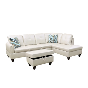 star home living off white 3pc sectional w/ottoman
