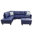 Star Home Living Faux Leather 3-Piece Left Facing Sectional Set in Navy Blue