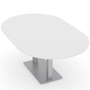 6 person racetrack conference table  metal base harmony series 6' white linen