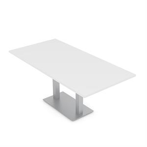 6 person rectangular conference tables with rectangle metal base 6' white linen