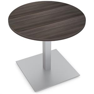 3 person round conference table square brushed aluminum base 34