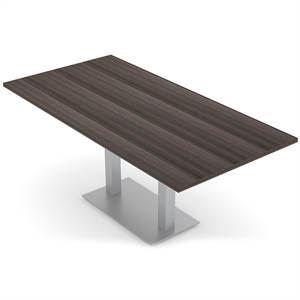 6 person conference table 6' rectangle laminate top square metal base black oak