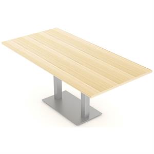 6 person conference table 6' rectangle laminate top square metal base maple