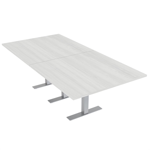 large 8' rectangular conference table 8 person metal t bases white cypress