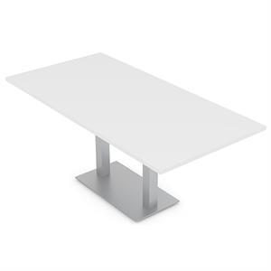 rectangle 4 person conference table laminate top square base 36x60 white
