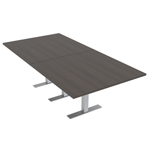large 8' rectangular conference table 8 person metal t bases black oak