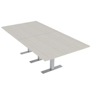 large 8' rectangular conference table 8 person metal t bases sea salt