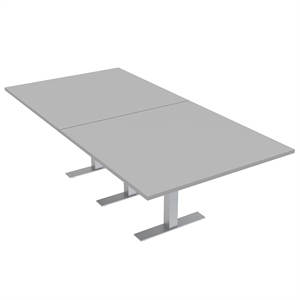large 8' rectangular conference table 8 person metal t bases light gray