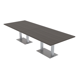 10 person rectangular 4x10 conference table metal double post base black oak