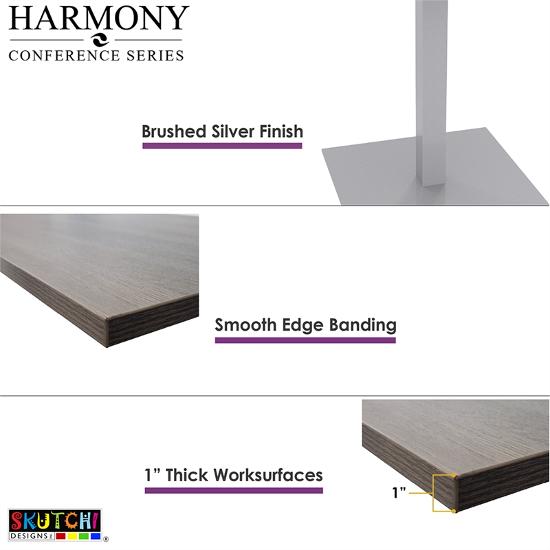 8 Person Rectangular Conference Table T-Legs Harmony Series 7 Foot  Driftwood