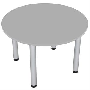 4 person round conference table metal post legs 42 light gray