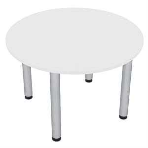 4 person round conference table metal post legs 42 white