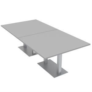 large 8 rectangular conference table 8 person square metal base light gray