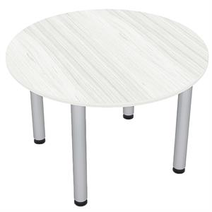 4 person round conference table metal post legs 42 white cypress