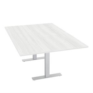 6 person wide rectangular conference table 48x72 metal t-bases white cypress