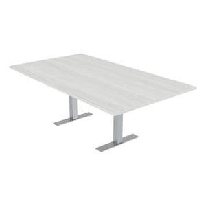 8 person rectangular conference table t-legs harmony series 7 ft  white cypress