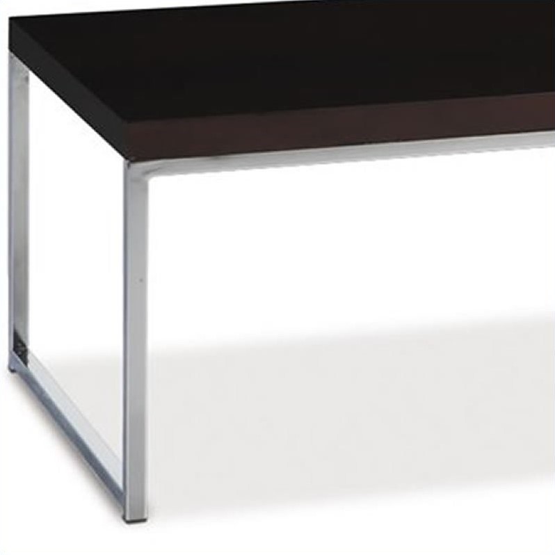 Wall Street Espresso Coffee Wood Table and Metal Chrome Legs