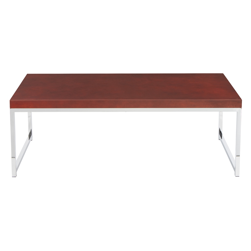 Wall Street Espresso Coffee Wood Table and Metal Chrome Legs