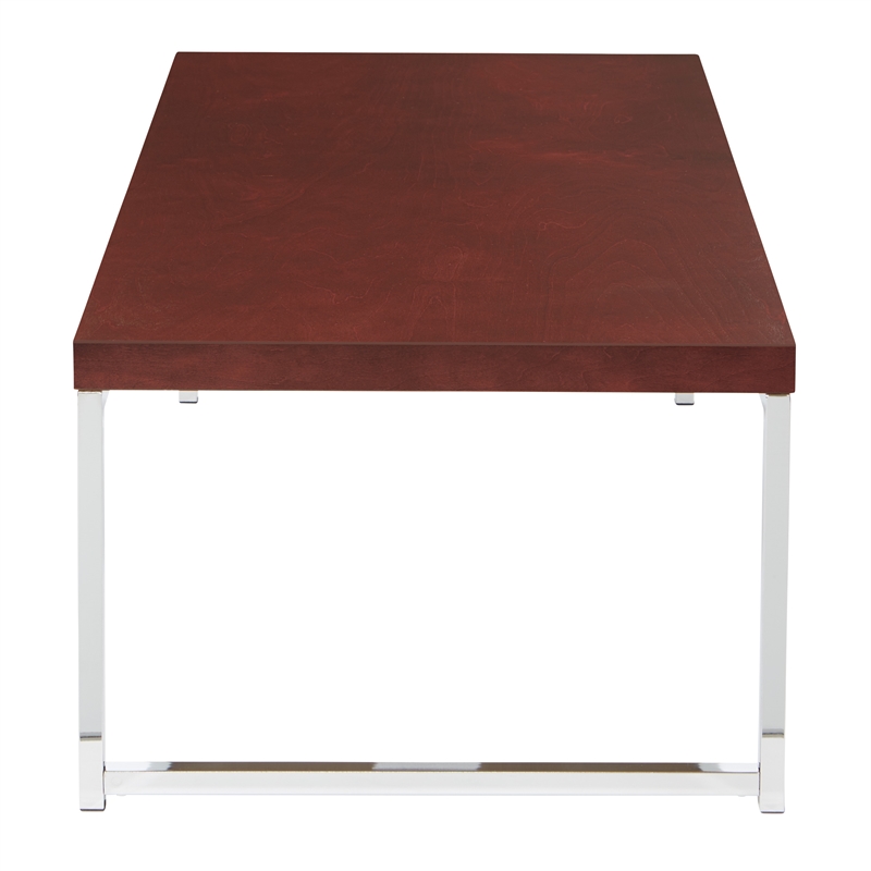 Wall Street Espresso Coffee Wood Table and Metal Chrome Legs