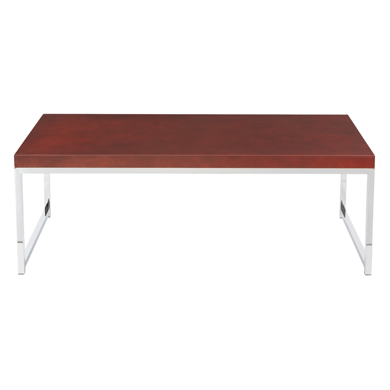 Wall Street Espresso Coffee Wood Table and Metal Chrome Legs
