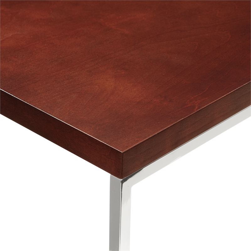 Wall Street Espresso Coffee Wood Table and Metal Chrome Legs
