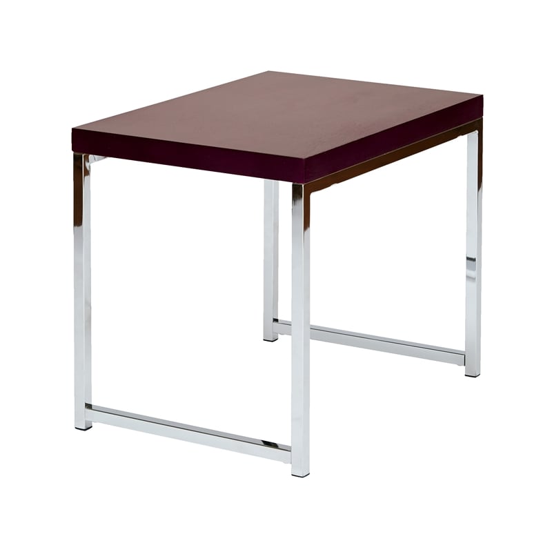 Wall Street End Table Espresso Wood Veneer Top with Chrome legs