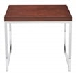 Wall Street End Table Espresso Wood Veneer Top with Chrome legs
