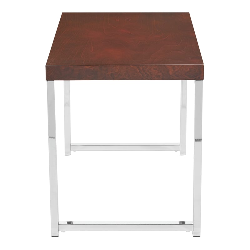 Wall Street End Table Espresso Wood Veneer Top with Chrome legs