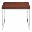 Wall Street End Table Espresso Wood Veneer Top with Chrome legs