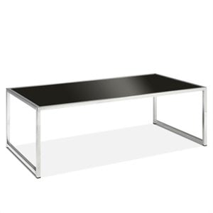 yield coffee table black glass with chrome accents legs