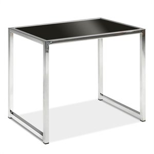 yield end table in chrome and black glass finish