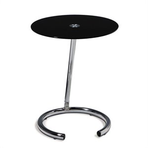 yield telephone table in chrome finish with black glass