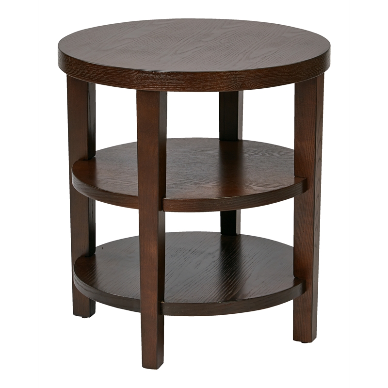 OSP Home Furnishings Merge 20 Inch Round Espresso End Table MRG09